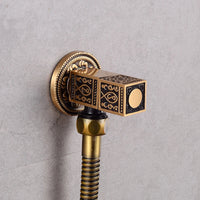 Douchette WC Laiton Bronze Antique avec Robinet d'Angle Gravé