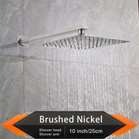 Pommeau de Douche Effet Pluie Carré Ultra-Plat, avec Bras Mural