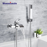 Robinet de Baignoire Mural Chromé Cascade Bain-Douche
