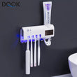 Porte-Brosse à Dents Mural Solaire UV avec Distributeur de Dentifrice, 4 Places