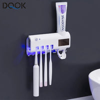 Porte-Brosse à Dents Mural Solaire UV avec Distributeur de Dentifrice, 4 Places