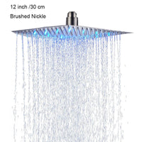 Pommeau de Douche LED Carré Inox Effet Pluie, 25 à 50 cm