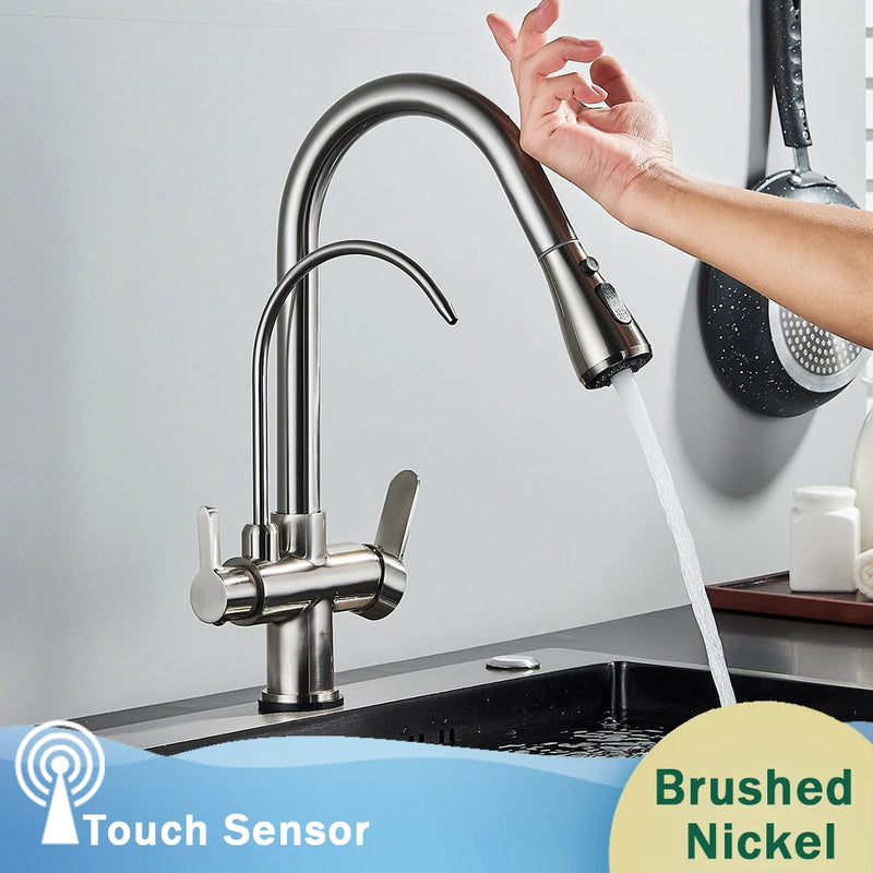 Mitigeur de Cuisine Laiton Tactile Filtrant Bec Pivotant