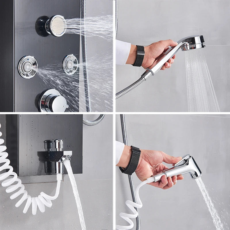 Colonne de Douche LED Cascade et Pluie, 18 Modèles dont Thermostatique