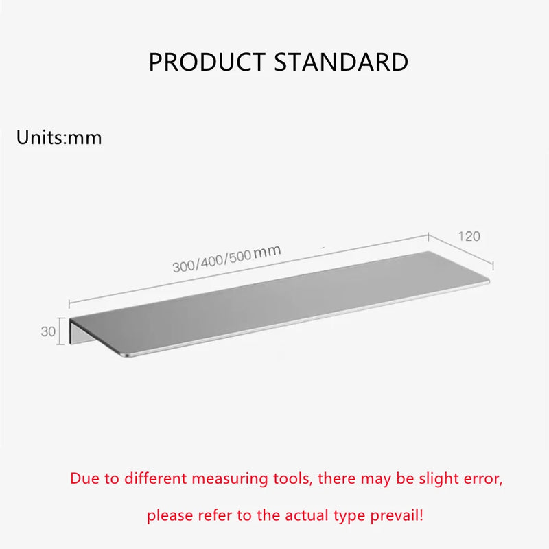 Étagère Murale Aluminium Argenté pour Salle de Bain et Cuisine, 30 à 50 cm