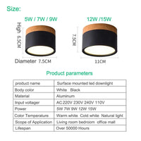 Downlight LED Cuisine Gradable 5 à 15 W Noir et Blanc