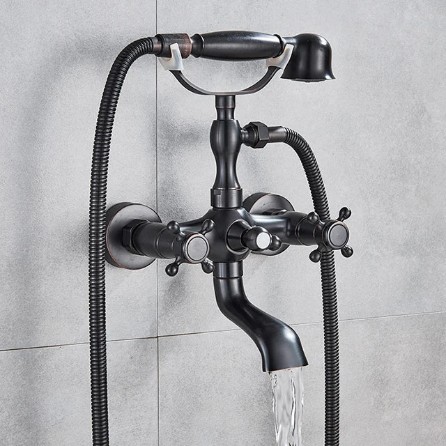 Robinet de Baignoire Laiton Cascade Dorée Style Rétro