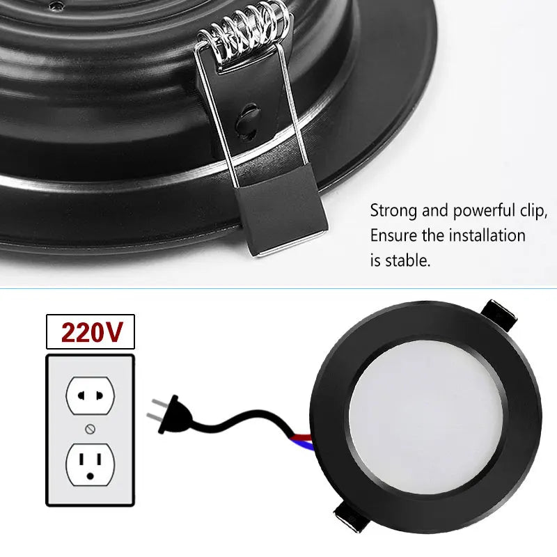Spot LED Encastrable Noir Rond 3 à 18 W, Ø 92, 103 ou 113 mm