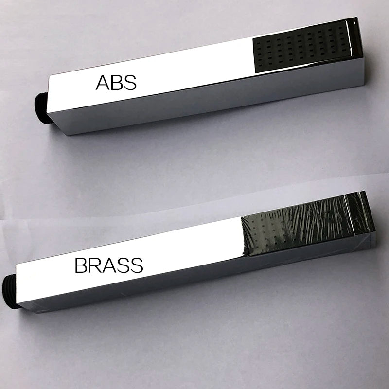 Pommeau de Douche à Main Carré Chromé ou Noir, ABS ou Laiton