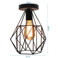 Plafonnier Cuisine Industriel Noir Semi-Encastré, Cage Métal, 25 Modèles au Choix