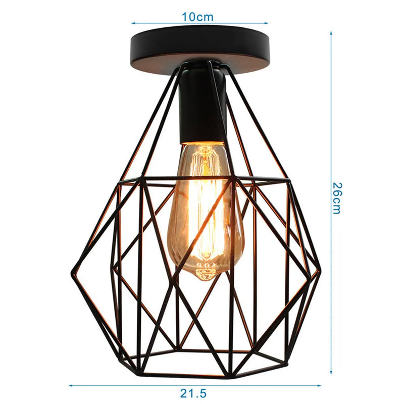 Plafonnier Cuisine Industriel Noir Semi-Encastré, Cage Métal, 25 Modèles au Choix