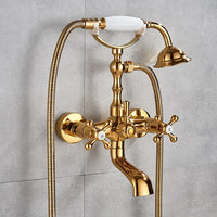 Robinet de Baignoire Laiton Cascade Dorée Style Rétro