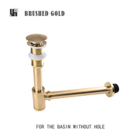 Siphon Bouteille Laiton avec Bonde Pop-Up, Tube 32 cm, 4 Finitions