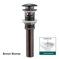 Bonde Lavabo Pop-Up Laiton 66 mm avec ou sans Trop-Plein, 8 Finitions