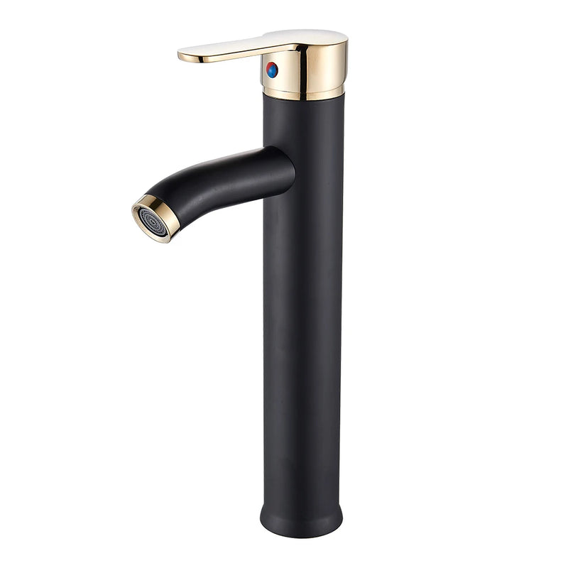 Mitigeur Lavabo Noir Mat Monotrou en Laiton, Haut ou Court, 5 Finitions