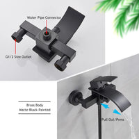 Robinet de Baignoire Mural Chromé Cascade Bain-Douche