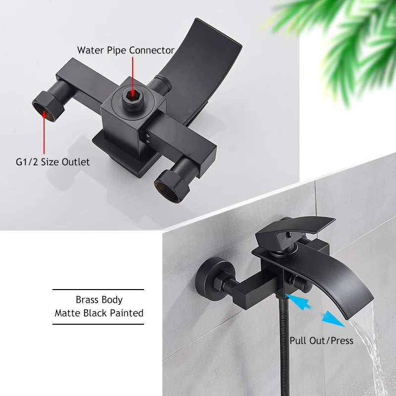 Robinet de Baignoire Mural Chromé Cascade Bain-Douche