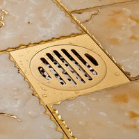 Caniveau de Douche Carré Anti-Odeur Inox 10 x 10 cm, Doré ou Chromé