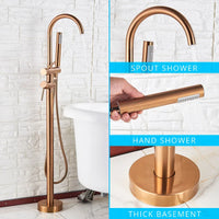 Robinet Baignoire Îlot avec Douchette et Inverseur, Laiton 115 cm