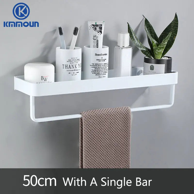 Étagère de Douche Murale avec Crochets et Barre