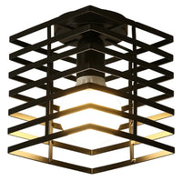 Plafonnier Cuisine Industriel Noir Semi-Encastré, Cage Métal, 25 Modèles au Choix