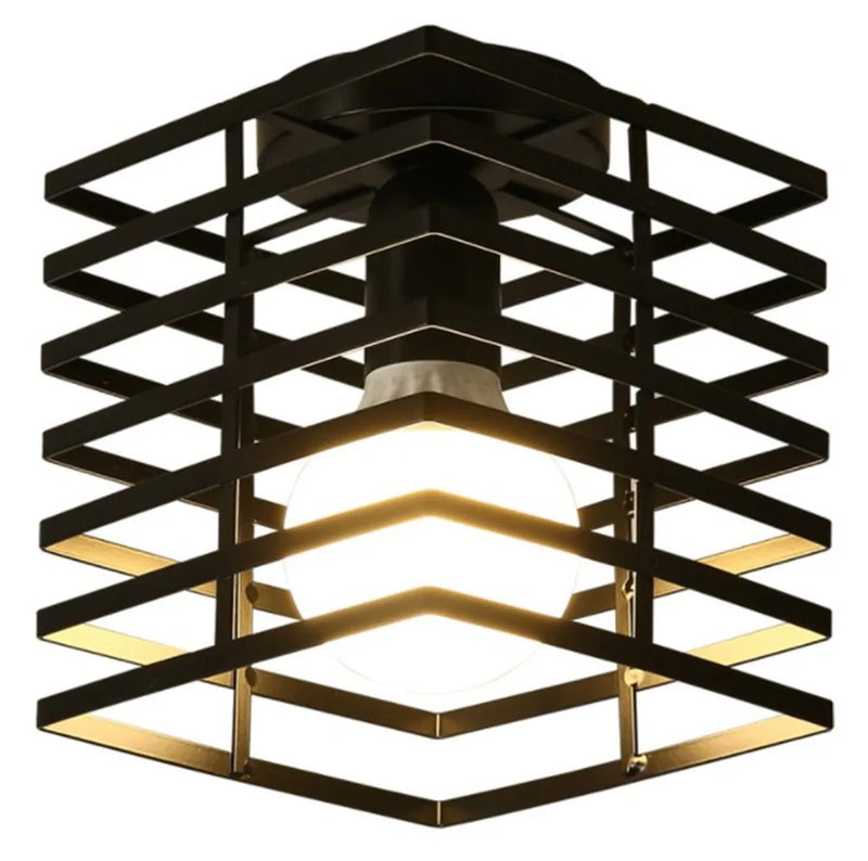 Plafonnier Cuisine Industriel Noir Semi-Encastré, Cage Métal, 25 Modèles au Choix