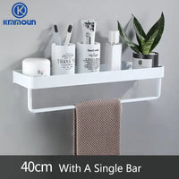Étagère de Douche Murale avec Crochets et Barre