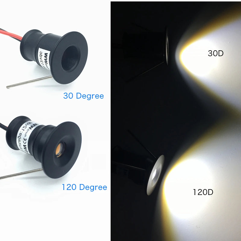 Mini Spot LED Encastrable Cuisine 12 V IP65, Ø 20 mm, Faisceau 30° ou 120°