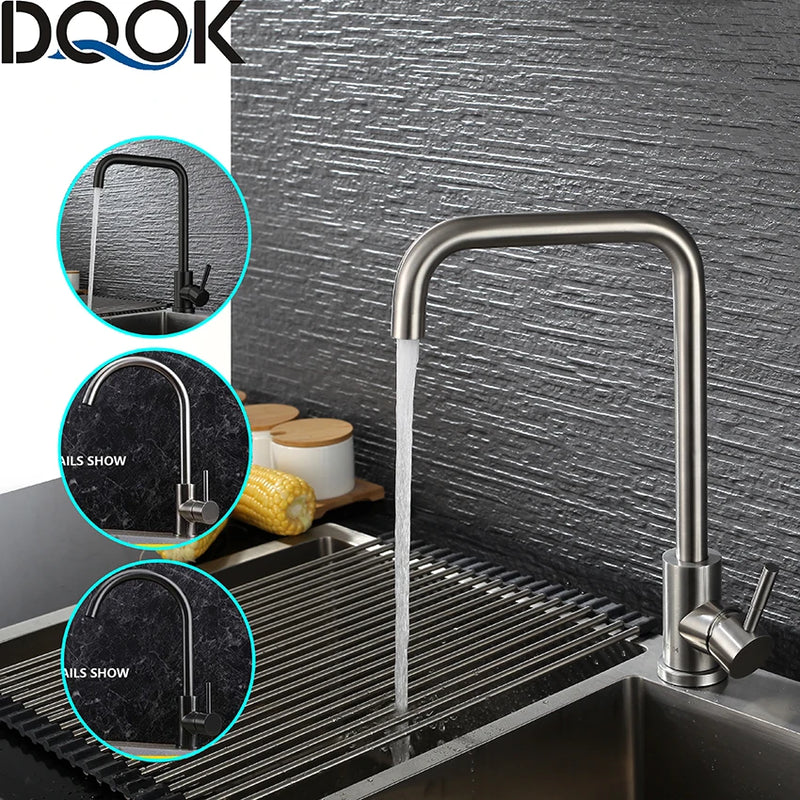 Mitigeur Cuisine Inox Monotrou, Bec Pivotant 360°, Noir, Chromé ou Brossé