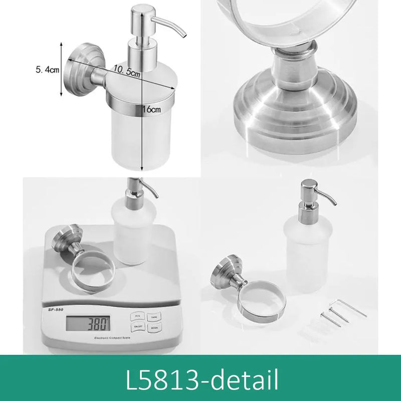 Distributeur de Savon Mural Inox Brossé, Flacon Dépoli Rond ou Carré