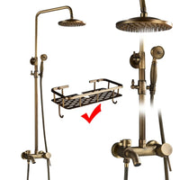 Colonne de Douche Rétro Laiton Antique ou Noir Mat, Pommeau Pluie 20 cm