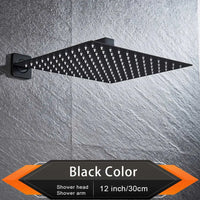 Pommeau de Douche Effet Pluie Carré Ultra-Plat, avec Bras Mural