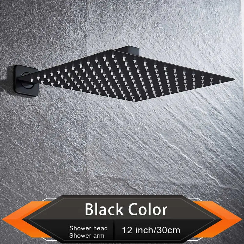 Pommeau de Douche Effet Pluie Carré Ultra-Plat, avec Bras Mural