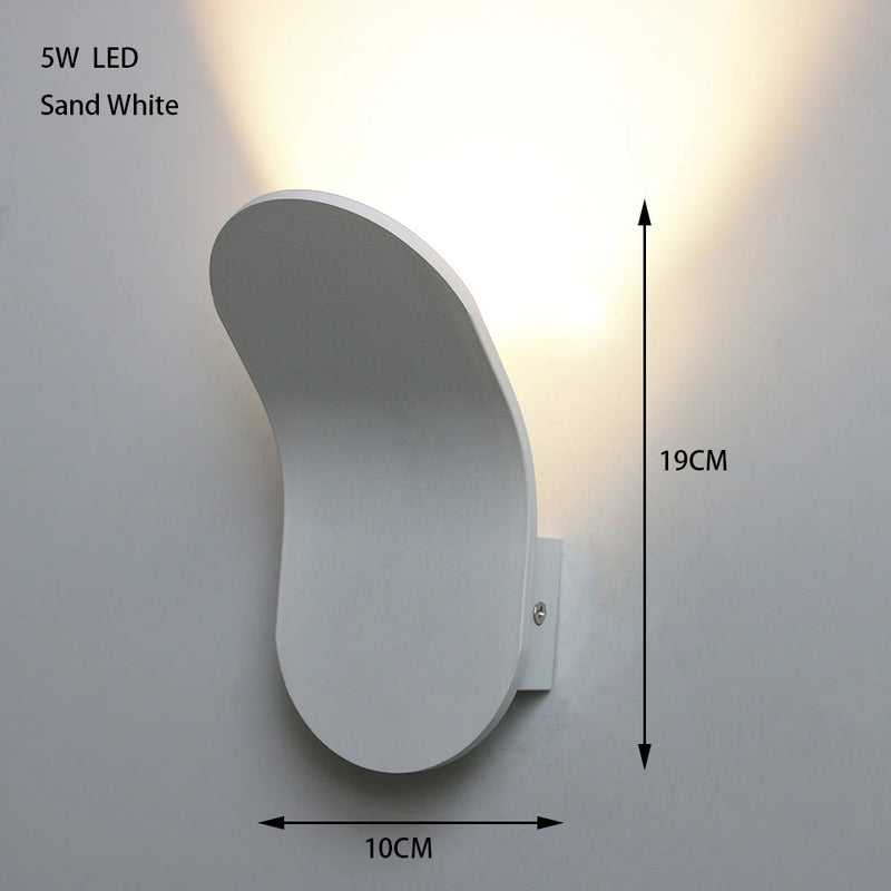 Applique Murale LED Galet ou Courbe, Blanche ou Noire, 5 ou 7 W