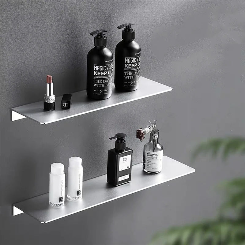 Étagère Murale Aluminium Argenté pour Salle de Bain et Cuisine, 30 à 50 cm