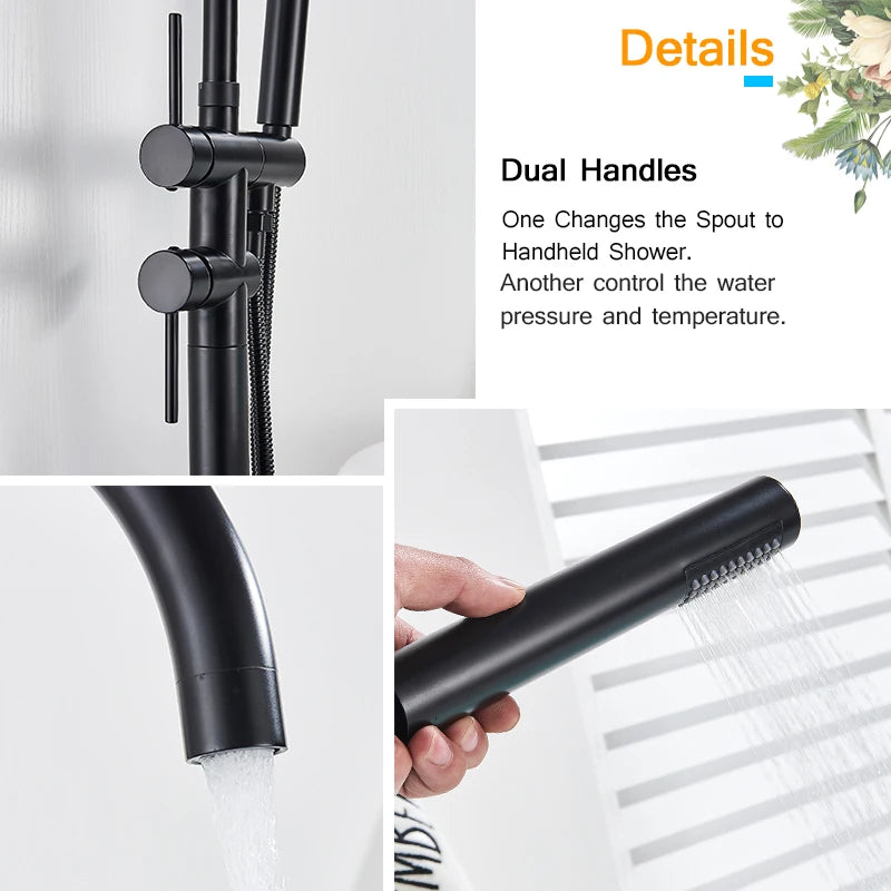 Robinet de Baignoire sur Pied 7 Finitions Bec Pivotant