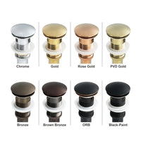 Bonde Lavabo Pop-Up Laiton 66 mm avec ou sans Trop-Plein, 8 Finitions