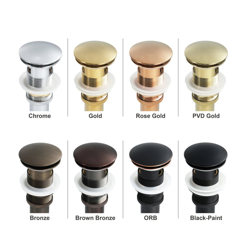 Bonde Lavabo Pop-Up Laiton 66 mm avec ou sans Trop-Plein, 8 Finitions