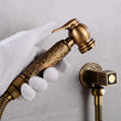 Douchette WC Laiton Bronze Antique avec Robinet d'Angle Gravé
