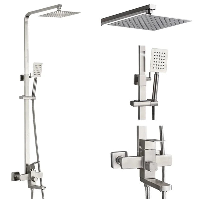 Colonne de Douche Pluie 20 cm, avec Bec Baignoire