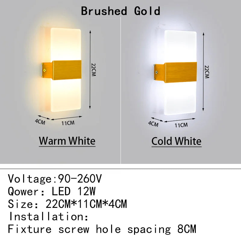 Applique Murale LED Acrylique Haut et Bas, 14 à 40 cm