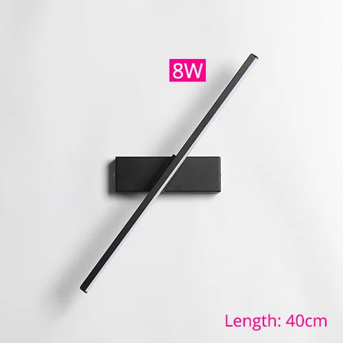 Applique Murale LED 330° Barre ou Anneau, Noir ou Blanc, 30 à 50 cm