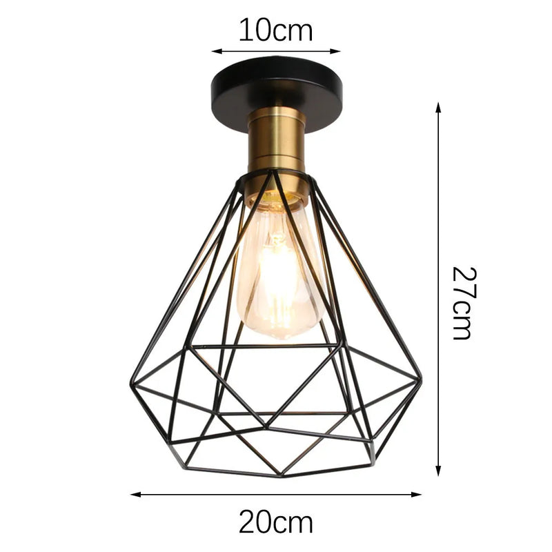 Plafonnier Cuisine Industriel Noir Semi-Encastré, Cage Métal, 25 Modèles au Choix