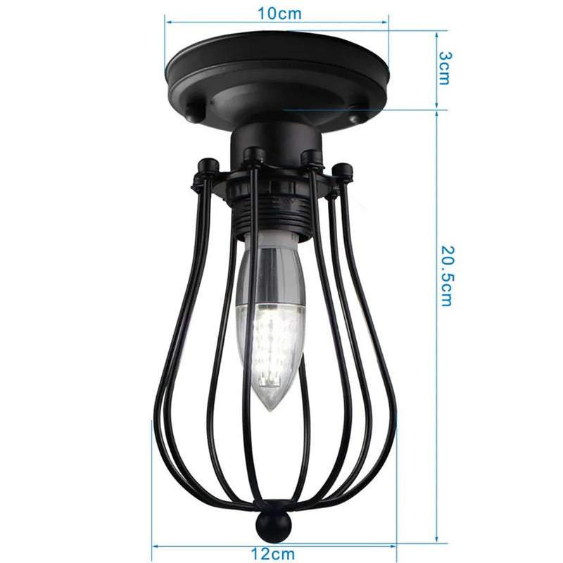 Plafonnier Cuisine Industriel Noir Semi-Encastré, Cage Métal, 25 Modèles au Choix
