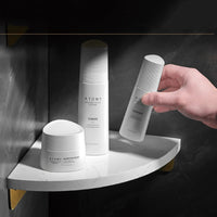 Étagère d'Angle Salle de Bain en Marbre Blanc avec Rangement