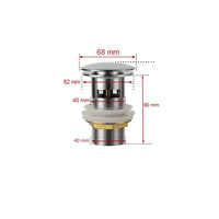 Bonde Laiton à Bouton Poussoir 6,6 cm, Avec ou Sans Trop-Plein