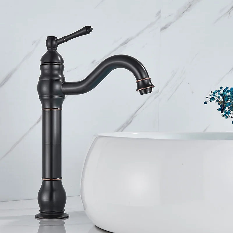 Mitigeur Lavabo Rétro Colonne Laiton Antique