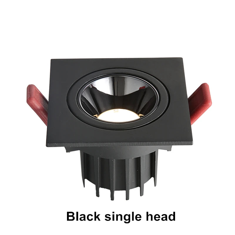 Spot LED Encastrable Carré Cuisine Anti-Éblouissement, Simple ou Double Tête