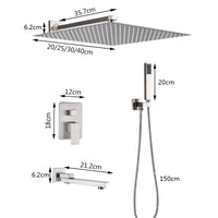 Douche Encastrable Nickel Brossé 2 ou 3 Voies, Pommeau Inox Carré