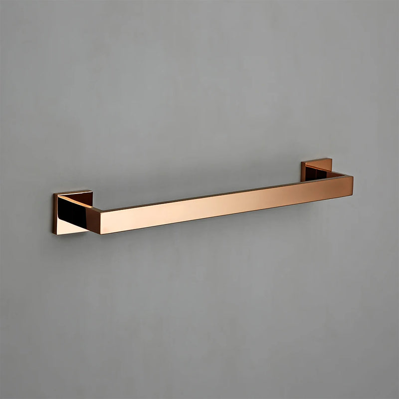 Accessoires Salle de Bain Inox Or Rose Poli Carrés à la Pièce, 5 Articles